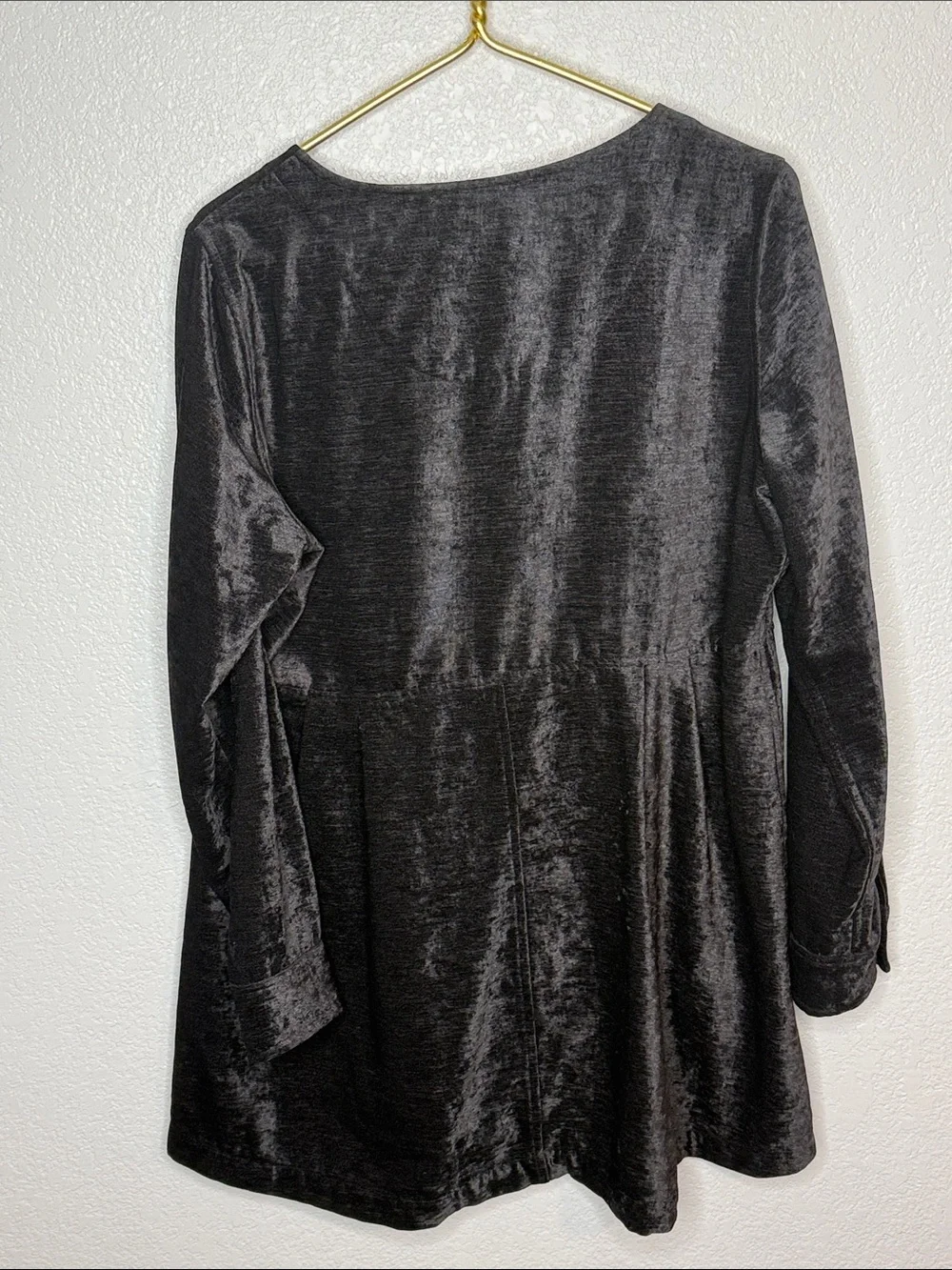 Soft Surroundings Black Fiona Tunic Shirt Jacket Collarless Size Medium Witchy